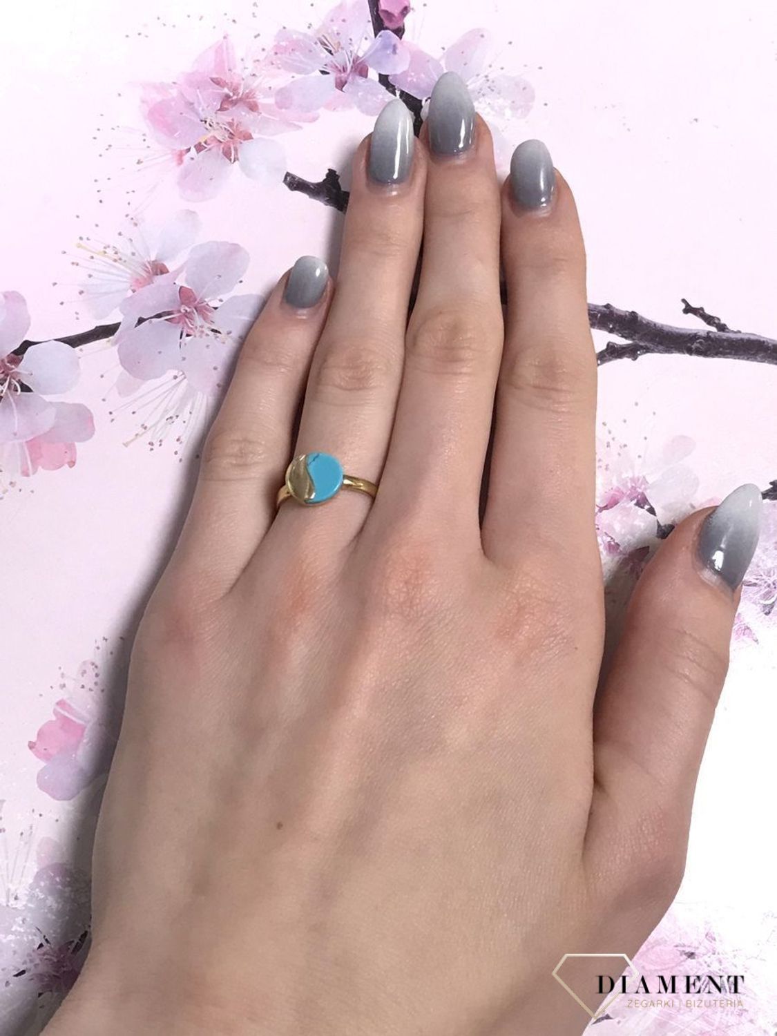 Pierścionek srebrny pozłacany z turkusem DZP339TURZ z kolekcji MAROCCO.jpg